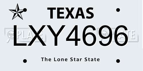 LXY4696 Texas License Plate