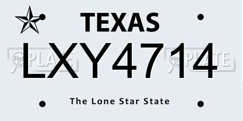 LXY4714 Texas License Plate