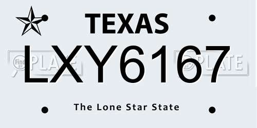 LXY6167 Texas License Plate