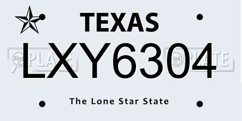 LXY6304 Texas License Plate