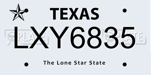 LXY6835 Texas License Plate