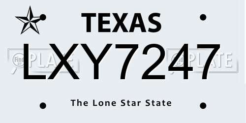 LXY7247 Texas License Plate