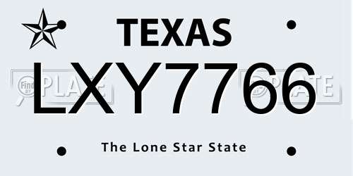 LXY7766 Texas License Plate