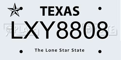 LXY8808 Texas License Plate