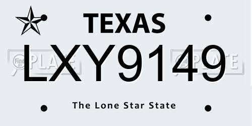 LXY9149 Texas License Plate