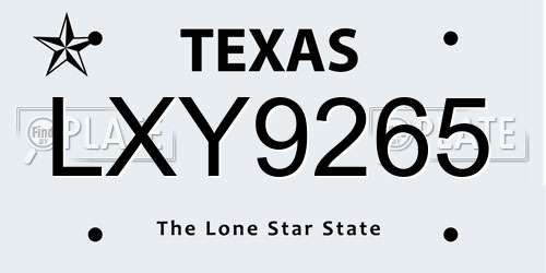 LXY9265 Texas License Plate