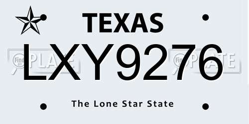 LXY9276 Texas License Plate