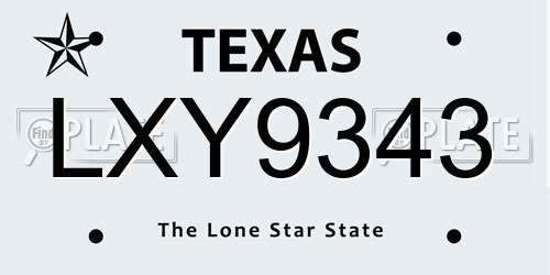 LXY9343 Texas License Plate
