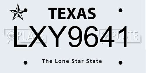 LXY9641 Texas License Plate