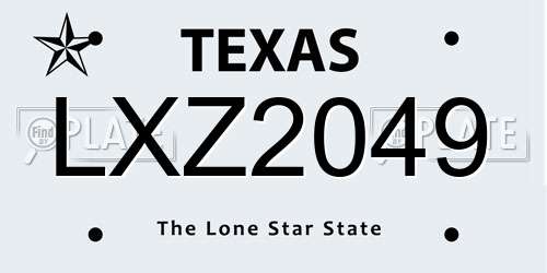 LXZ2049 Texas License Plate