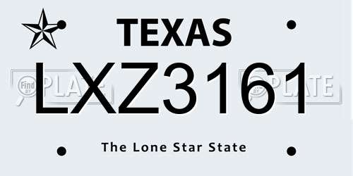 LXZ3161 Texas License Plate