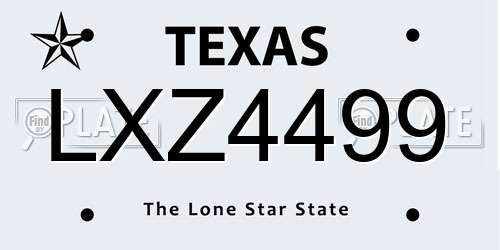 LXZ4499 Texas License Plate