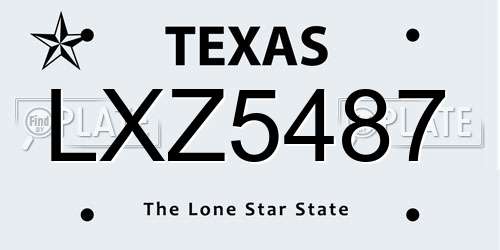 LXZ5487 Texas License Plate