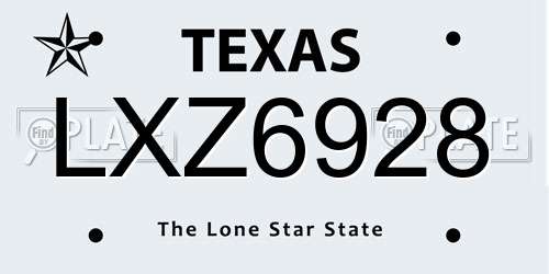 LXZ6928 Texas License Plate