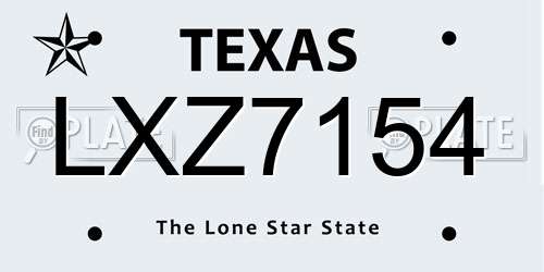 LXZ7154 Texas License Plate