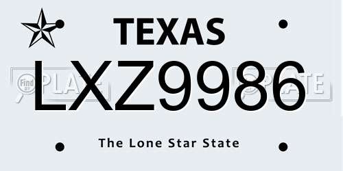 LXZ9986 Texas License Plate