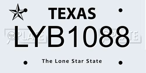 LYB1088 Texas License Plate