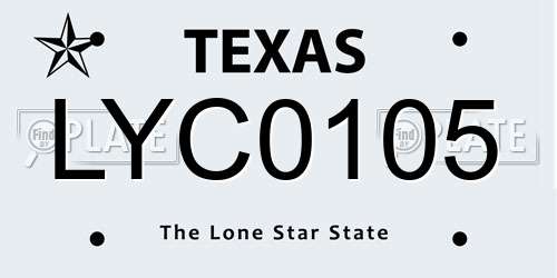 LYC0105 Texas License Plate