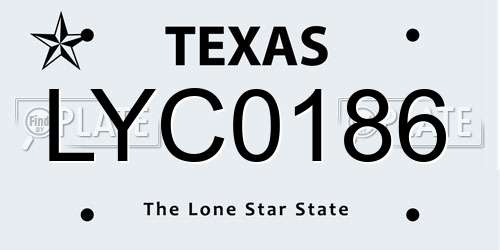 LYC0186 Texas License Plate