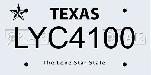 LYC4100 Texas License Plate