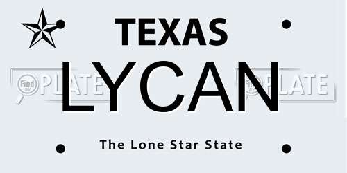 LYCAN Texas License Plate