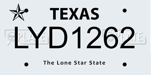 LYD1262 Texas License Plate