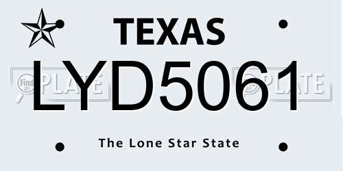 LYD5061 Texas License Plate
