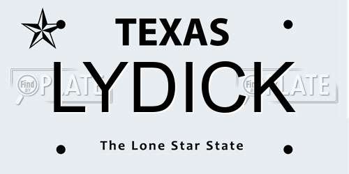 LYDICK Texas License Plate