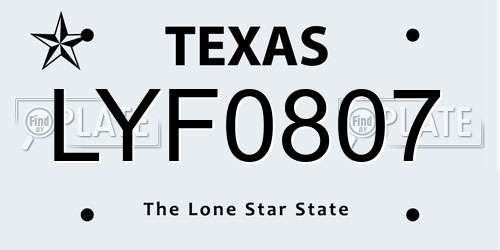 LYF0807 Texas License Plate
