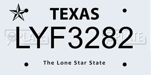 LYF3282 Texas License Plate