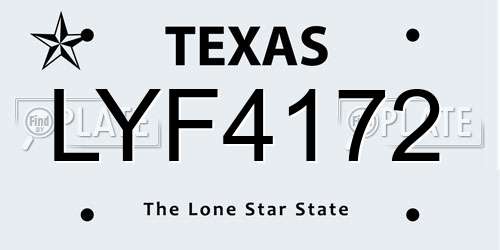 LYF4172 Texas License Plate