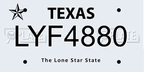 LYF4880 Texas License Plate