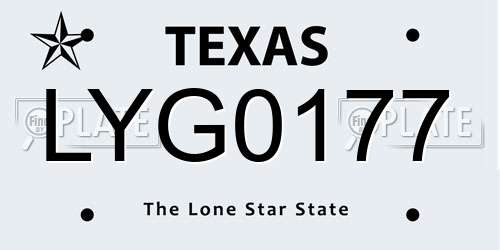 LYG0177 Texas License Plate