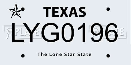 LYG0196 Texas License Plate