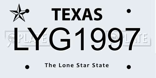 LYG1997 Texas License Plate