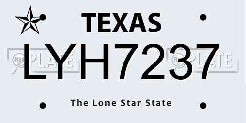 LYH7237 Texas License Plate