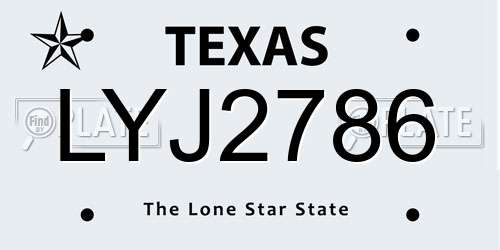 LYJ2786 Texas License Plate