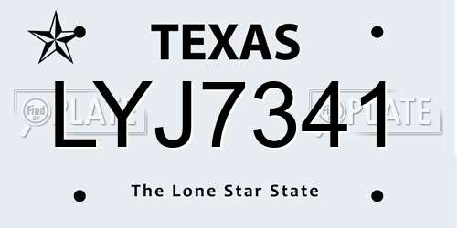 LYJ7341 Texas License Plate