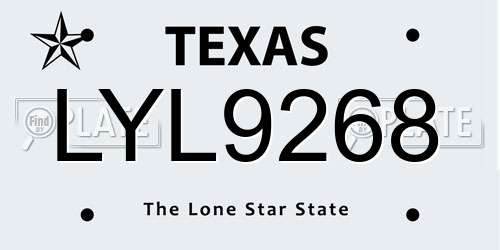 LYL9268 Texas License Plate