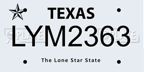 LYM2363 Texas License Plate