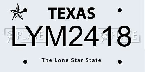 LYM2418 Texas License Plate