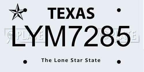 LYM7285 Texas License Plate