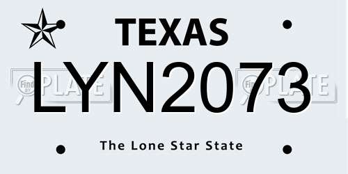 LYN2073 Texas License Plate