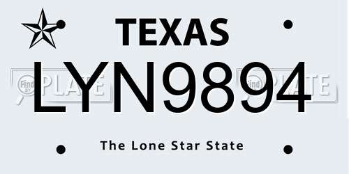 LYN9894 Texas License Plate