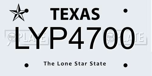 LYP4700 Texas License Plate