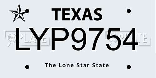 LYP9754 Texas License Plate