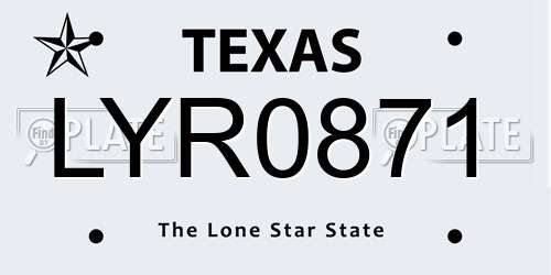LYR0871 Texas License Plate