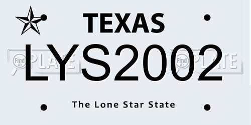 LYS2002 Texas License Plate