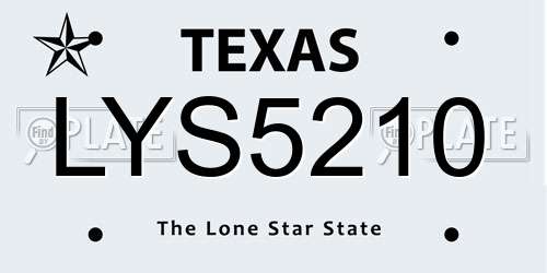 LYS5210 Texas License Plate