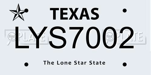 LYS7002 Texas License Plate